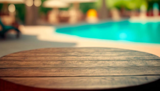 Table en bois vide dans la cour d'été