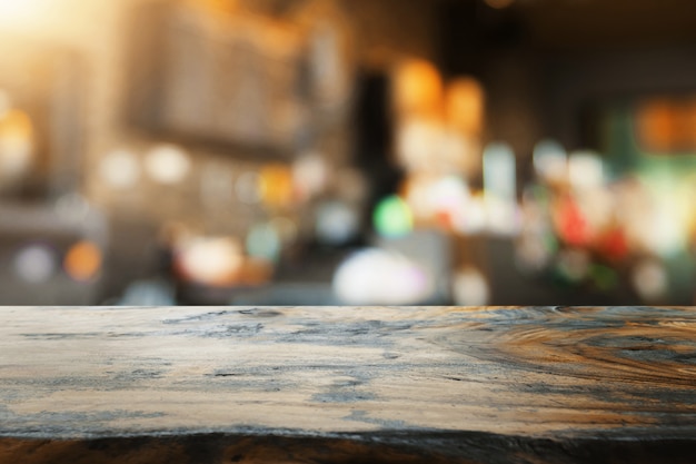 Table En Bois Vide Et Flou Fond De Café