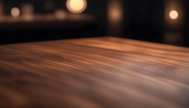 Table en bois vide avec fond noir moderne génératif ai