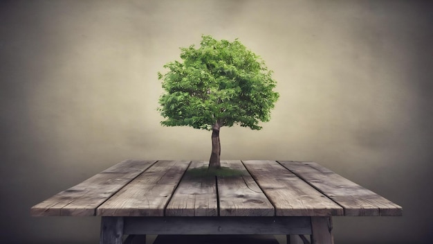 Table en bois vide sur mur grunge vide prête pour l'affichage ou le montage de votre produit