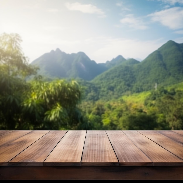 Table en bois vide pour le produit présent