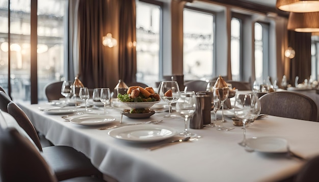 une table avec un bol de nourriture et des verres dessus