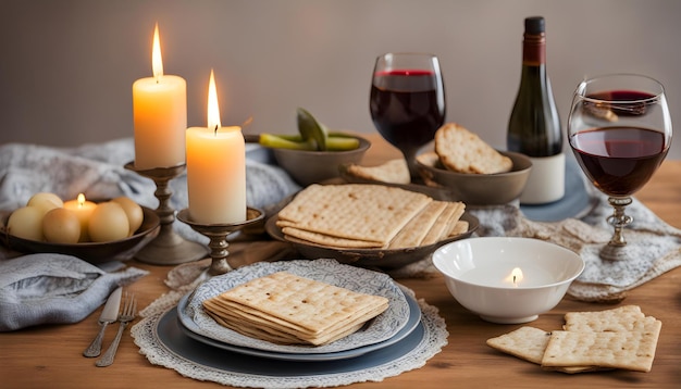 Photo une table avec une bouteille de vin et des biscuits et une bouteelle de vin