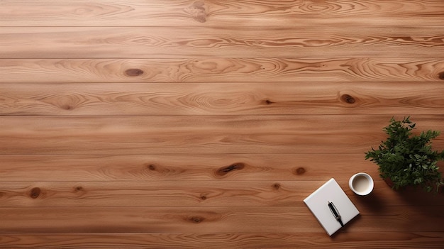 Table de bureau en bois avec beaucoup de fournitures sur elle