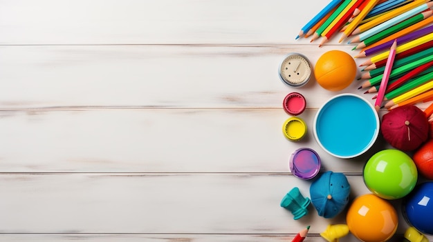 table de bureau photo avec fournitures de crayons