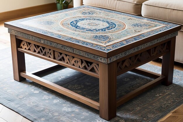 Table à café marocaine en carreaux aux motifs intricats