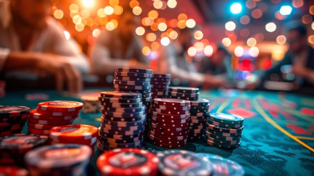 Photo une table de casino couverte de chips