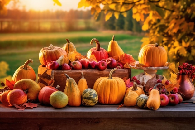 Table de célébration de Thanksgiving Générer Ai