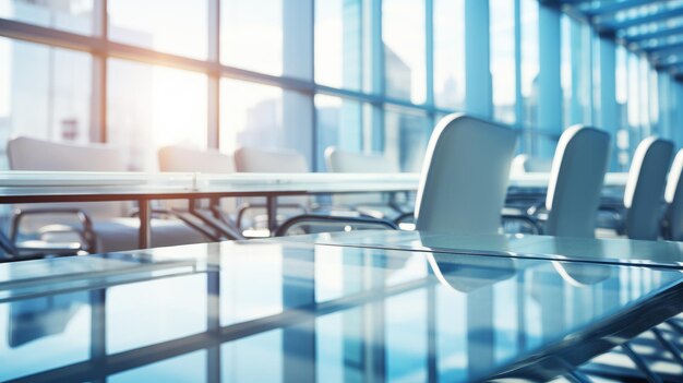 Une table et des chaises de bureau vides