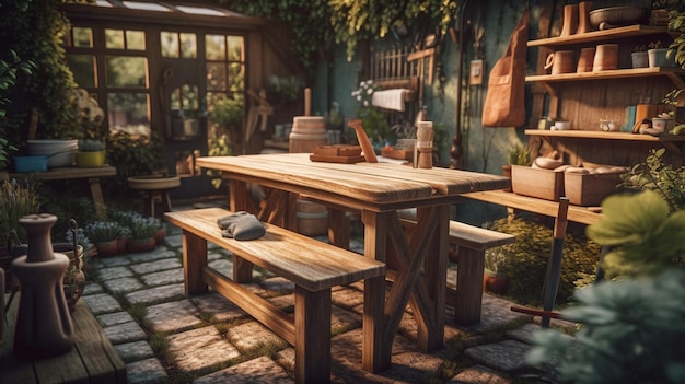 Table et chaises dans le jardingénérative ai