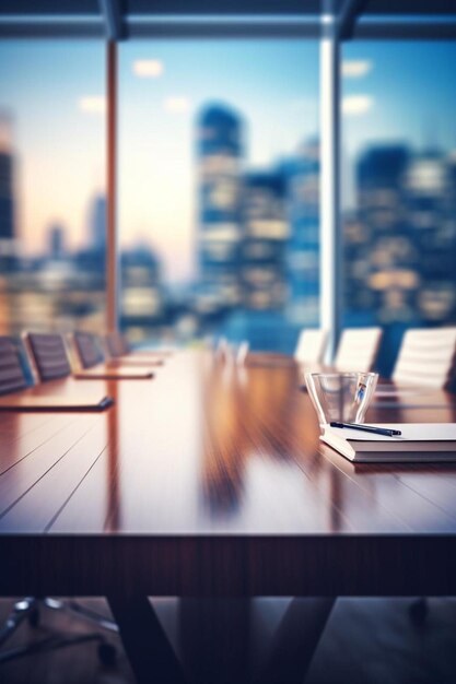 Photo une table de conférence avec une vue sur une ville