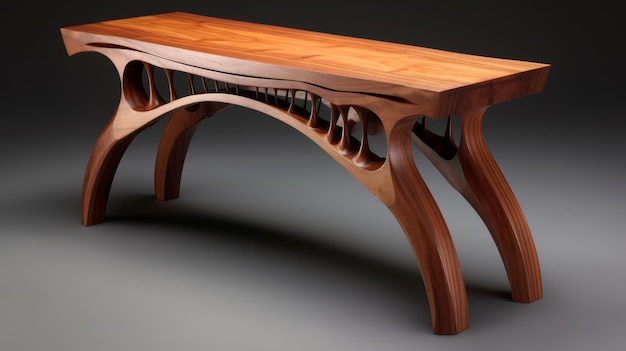 Table console en bois au design unique avec des joints complexes de style victorien futuriste