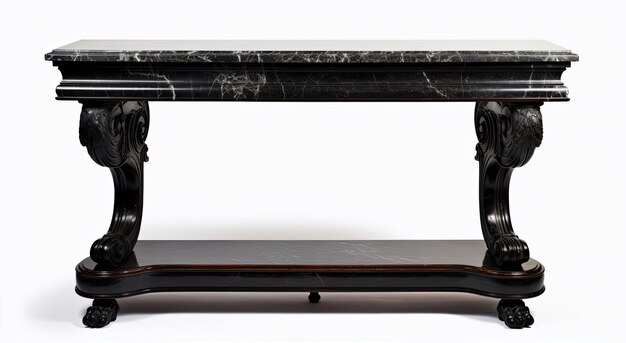 Photo une table de console en noir et en marbre avec une paire de jambes dans le style du classicisme contemporain