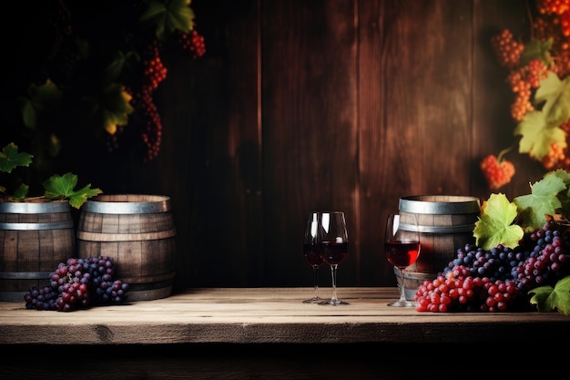 Table conviviale pour le vin avec zone vide et fond de tonneau