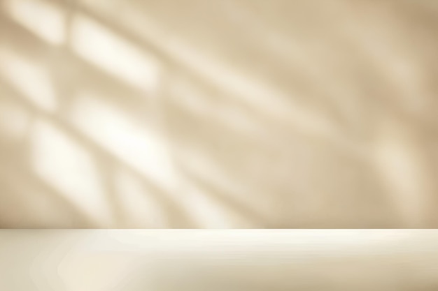 Table de couleur beige vide et arrière-plan avec ombre