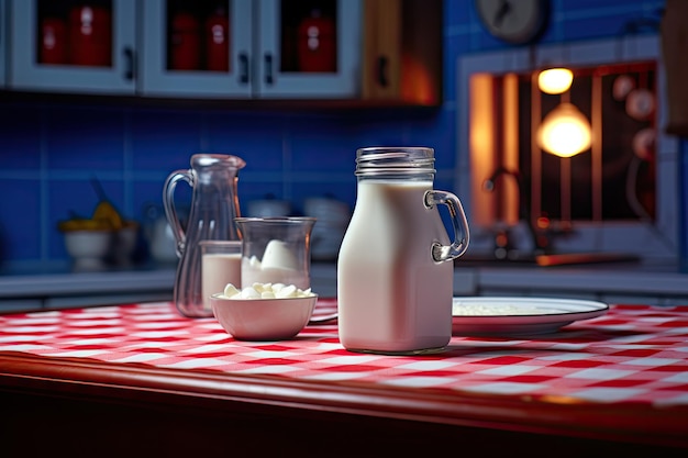 Table de cuisine avec du lait