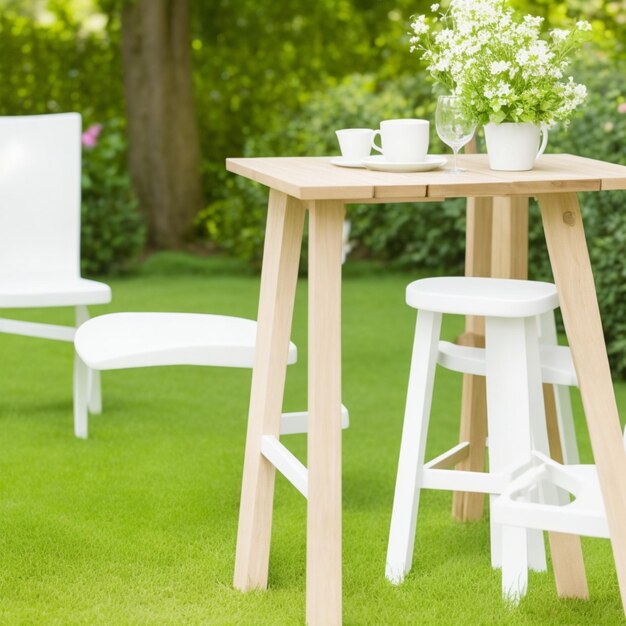 table dans le jardin