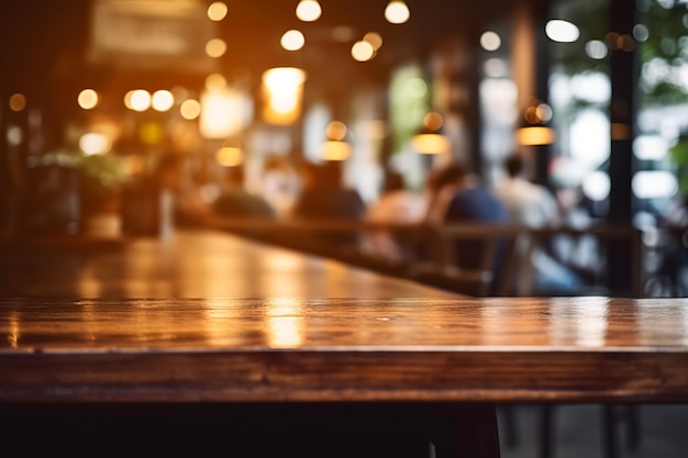 Une table dans un restaurant avec un arrière-plan flou