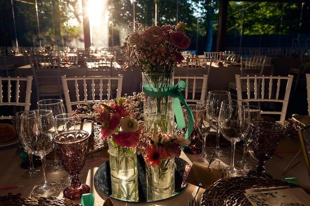 Table décorée pour une fête de mariage