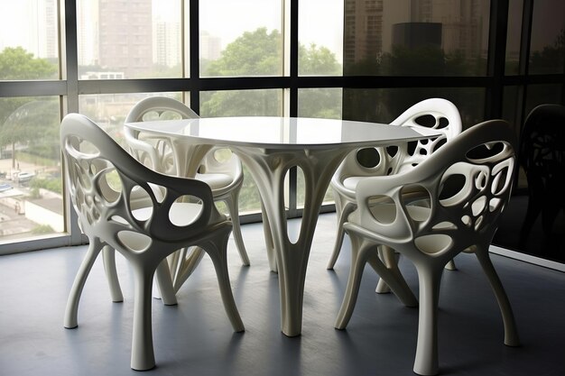 Table design avec chaises Generative AI