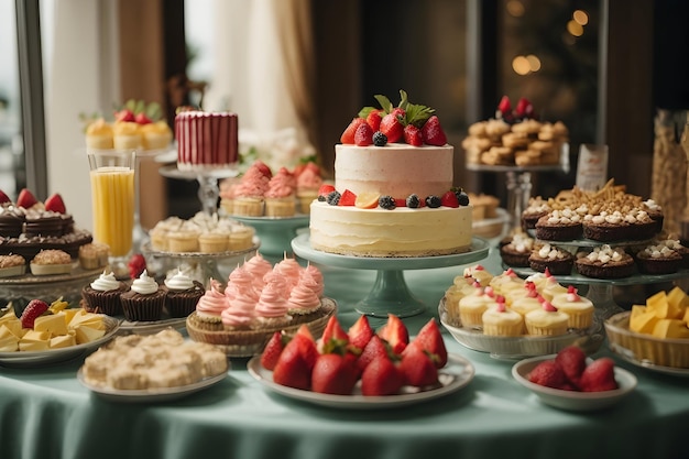 Une table de desserts lors d'une fête ou d'une fête avec un var