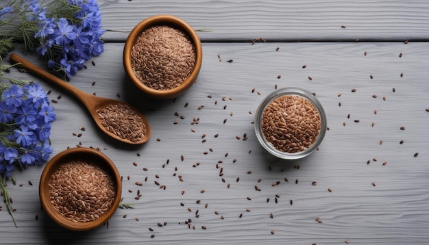 Une table avec deux bols de nourriture et une cuillère