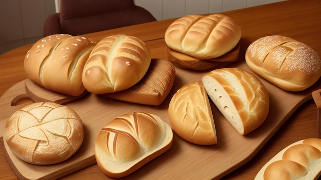 Sur la table avec différents types de pain