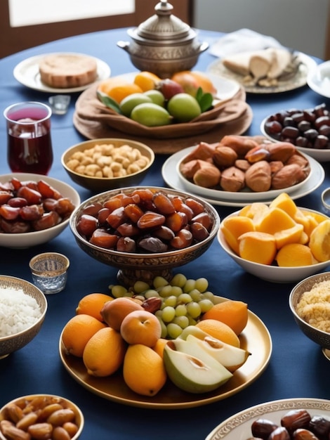 Photo table de dîner d'eid avec un décor festif