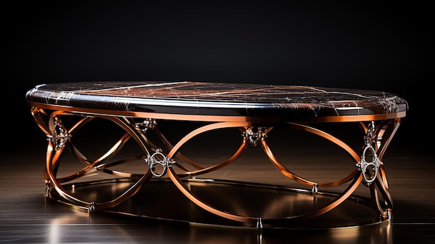 une table avec du marbre doré et noir