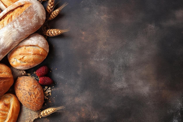 Une table avec du pain et des pâtisseries dessus