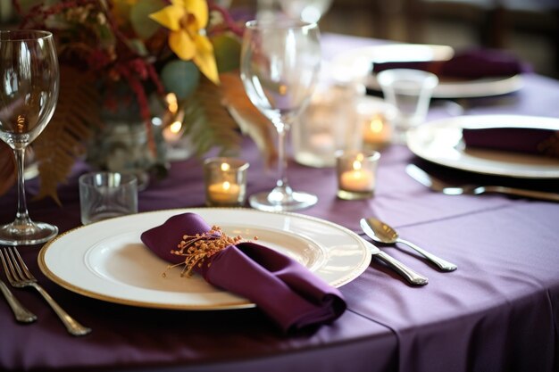 Une table élégante avec une invitation à renouveler les vœux.