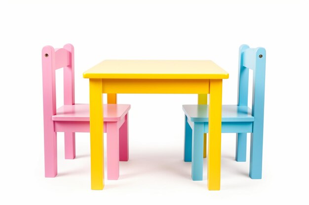 Une table d'enfant différente sur fond blanc