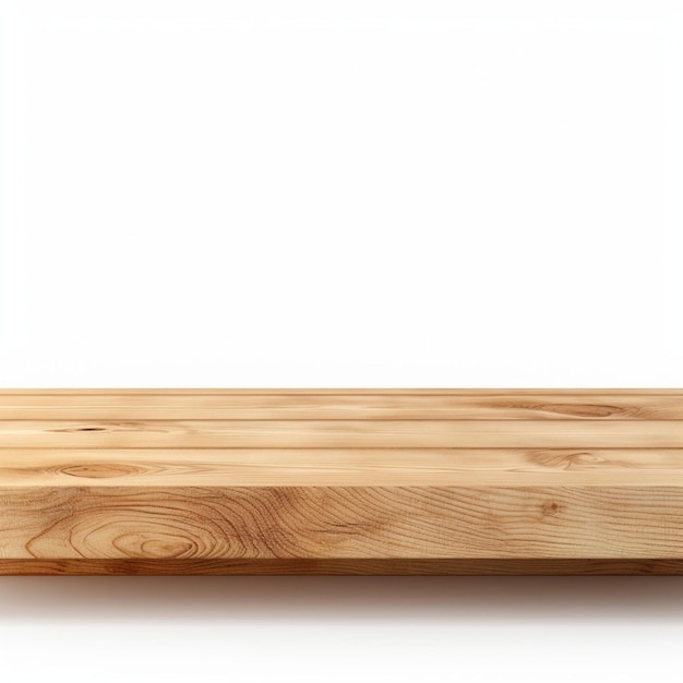 Photo table ou étagère en bois isolée sur fond blanc