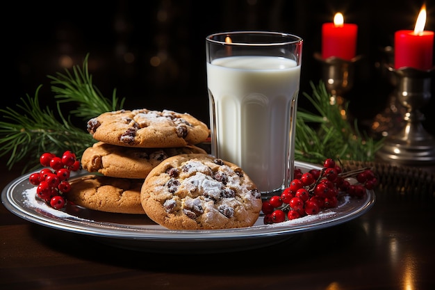 Table de fête avec une assiette de biscuits