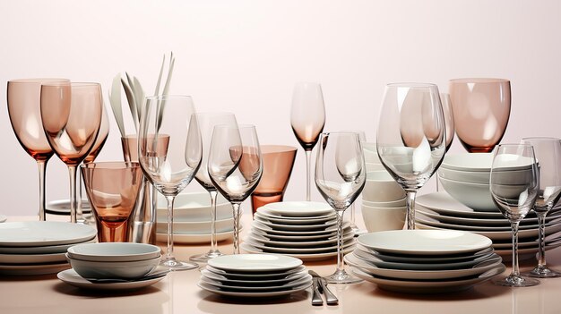 Table de fête avec assiettes et verres