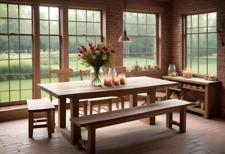 Photo une table avec des fleurs et des bougies dans une pièce avec une fenêtre