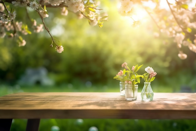 Une table avec des fleurs dessus