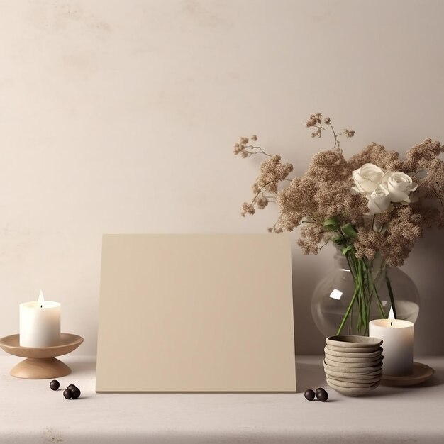 une table avec des fleurs et une photo d'un vase avec des fleurs dessus