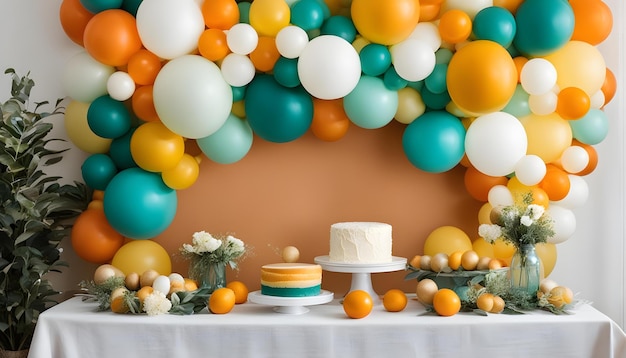 une table avec un gâteau et un gâteau dessus