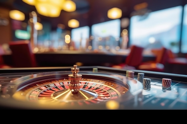 Table de jeu floue dans un casino de luxe générée par l'IA