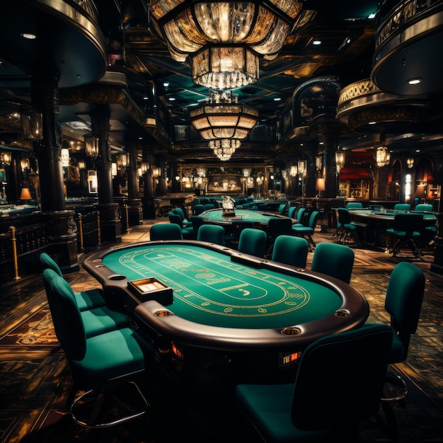 Une table de joueurs dans un casino de luxe IA générative