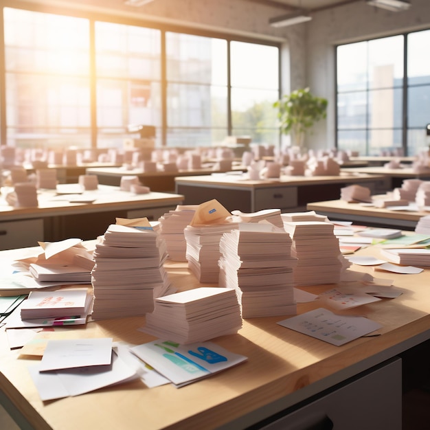 une table avec des livres et des papiers dessus