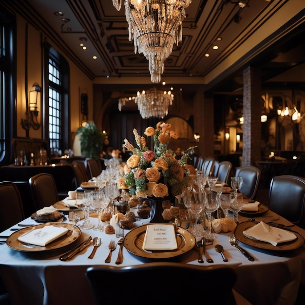 Table de luxe pour un mariage ou un autre événement de restauration dîner génératif ai
