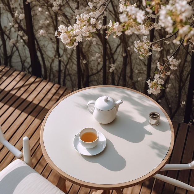 une table à manger dans un jardin luxuriant