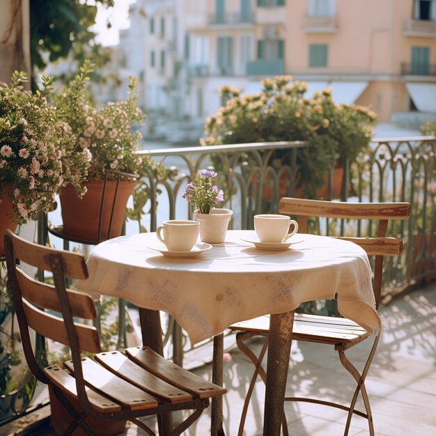 une table à manger dans un jardin luxuriant