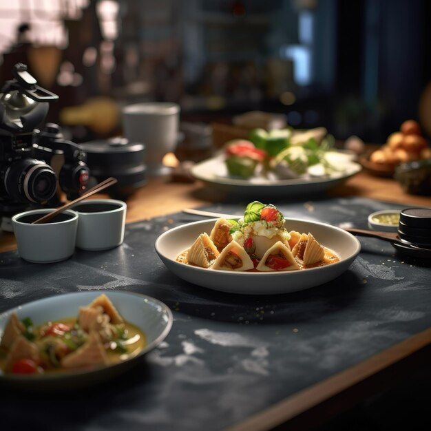 Une table à manger élégante avec une variété de plats brésiliens classiques