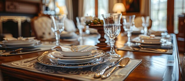 Photo une table à manger élégante.