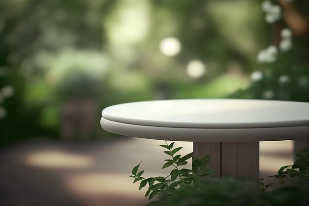 Table à manger formelle vide vide un jardin extérieur de mariage Landyard Generative AI