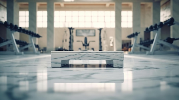 Une table de marbre blanc vide