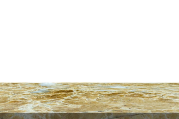 Photo table en marbre brun isolée sur fond blanc pour l'affichage des produits